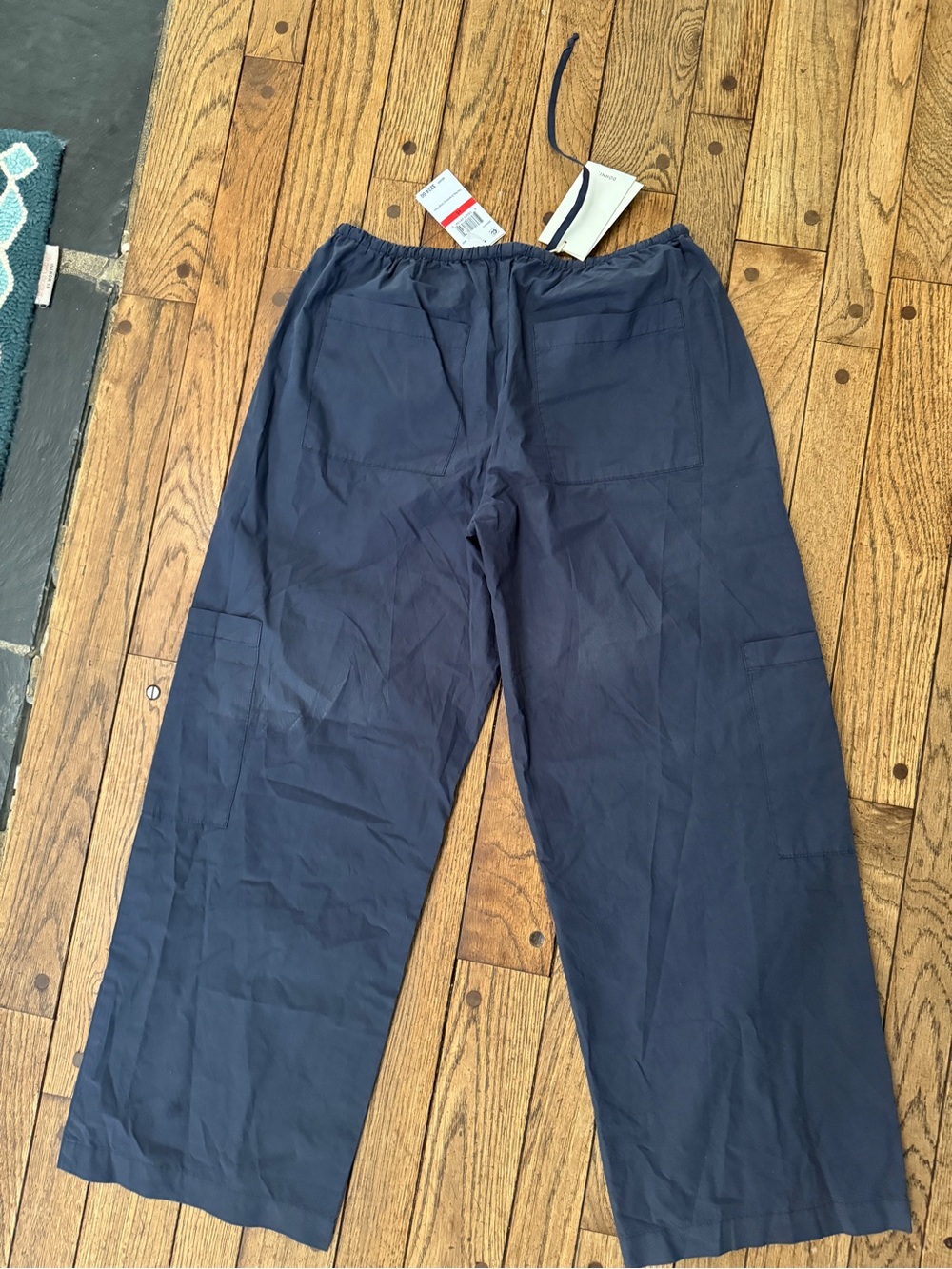 DONNI Cotton Poplin The Pop Drawstring Cargo Pants in Navy, NWT - XS - Picture 4 of 4